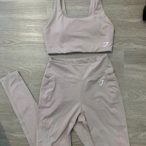 Gymshark Dreamy Bra & Leggings Set size M Taupe
